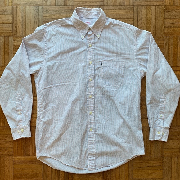 Men's Brooks Brothers White Blue Orange Shirt, M - Picture 2 of 7